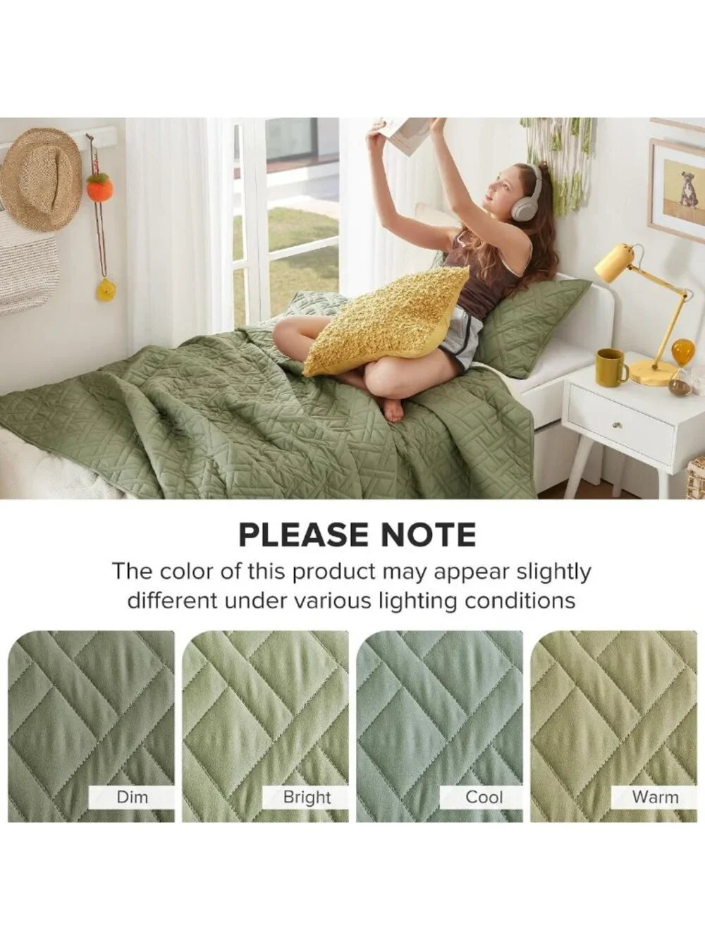 Cozy Reversible Twin Quilt Set - Modern Diamond Design, Lightweight All-Season